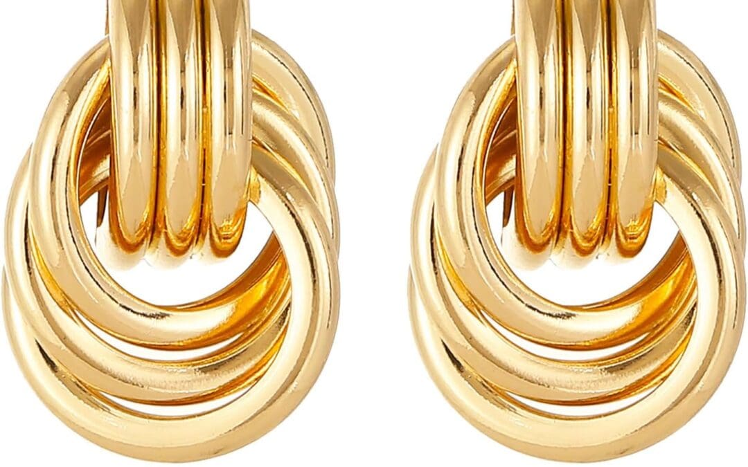 14K Gold Plated Knot Earrings for Women Gold Silver Earrings Heart Link Drop Dangle Earring Chunky Golden Knotted Statement Jewelry