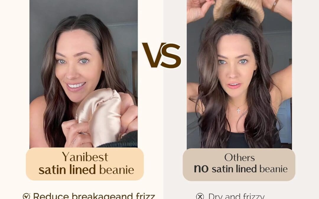 YANIBEST Satin Lined Beanie for Women Reduce Frizz Winter Hats for Women Men Silk Lining Soft Slouchy Warm Cuffed Less Static