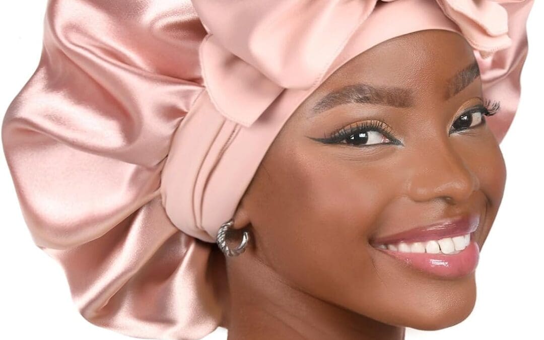 YANIBEST Silk Bonnet for Sleeping Women Adjustable Double Layer Satin Bonnet Reduce Friction Prevent Frizz Natural Curly Hair