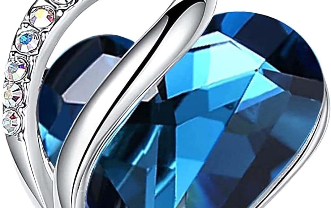 Leafael Necklaces for Women, Infinity Love Birthstone Heart Crystal Pendant, Birthday Jewelry Gifts for Her, Mom, and Wife, Silver Plated, 18 plus 2 inch Adjustable Chain