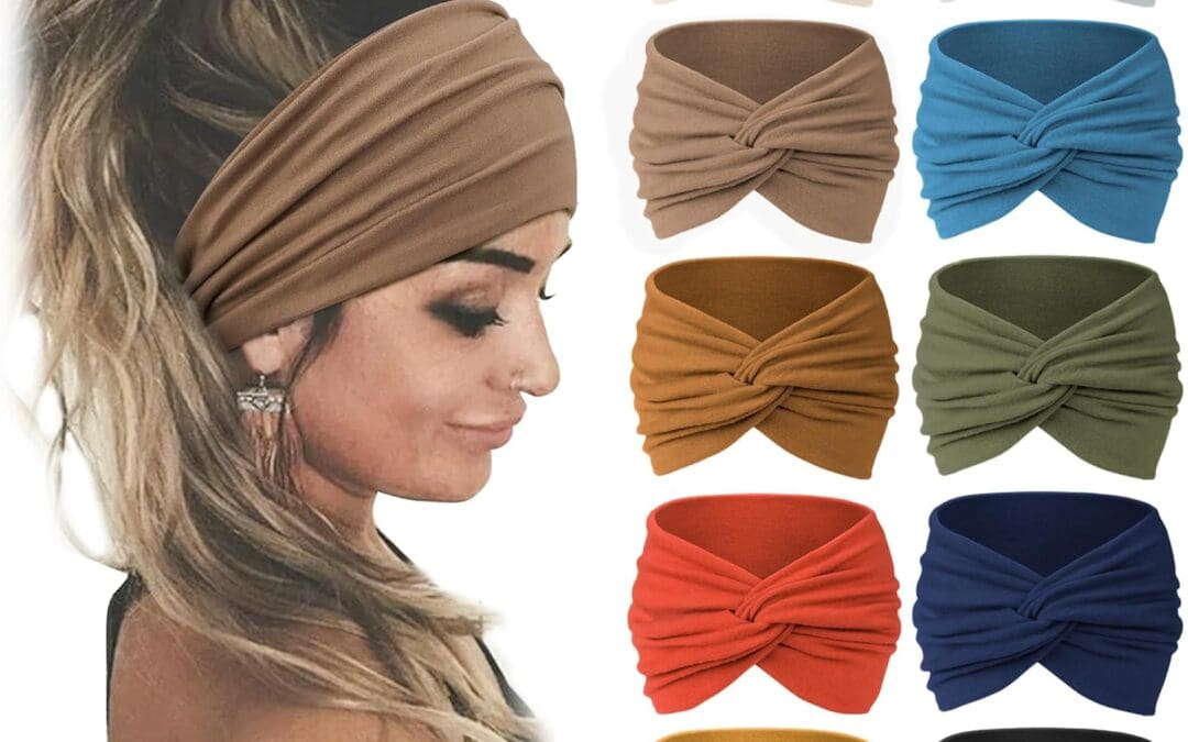Jesries 10 PCS Women Headbands African Wide Hair Wrap Extra Turban Head Bands for Lady Large Sport Workout Stretch Non-slip Big Hair Bands