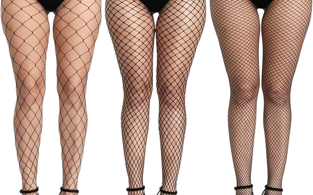 Buauty 3 pcs black fishnet stockings for women, fishnet tights plus size one size fit all