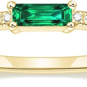 TIGRADE Emerald Cut Anniversary Ring Baguette Eternity Ring CZ Minimal Dainty Stacking Ring for Her Women Size 4-11