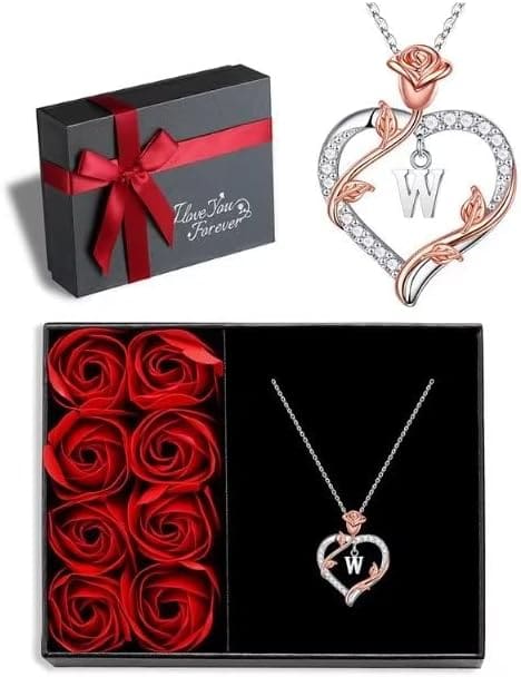 Iefil Christmas Gifts for Women Wife – 925 Sterling Silver Heart Initial Necklace, Anniversary Birthday Gifts for Women, Jewelry Gift for Wife Girlfriend Mom