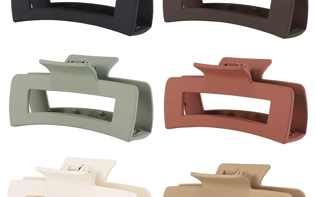 4 Inch Big Hair Claw Clips 6 Pcs Large Claw for Thick Hair Square Hair Clips for Women Rectangle Hair Clips Nonslip Acrylic Banana Jaw Clips Hair Accessories for Girls (Brown)