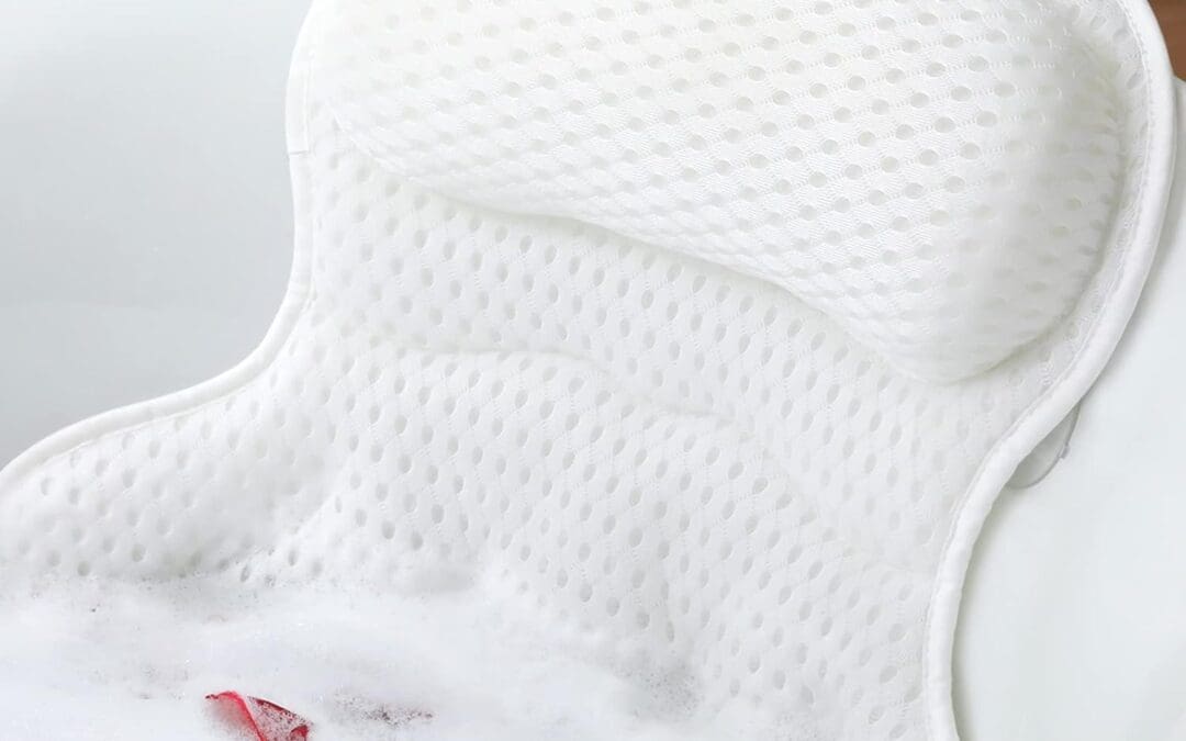 Bath Pillow Bathtub Pillow, Luxury Bath Pillows for Tub Neck and Back Support, Bath Tub Pillow Headrest with Soft 4D Mesh Fabric and Non-Slip Suction Cups, Relaxing Bath Accessories Spa Gifts