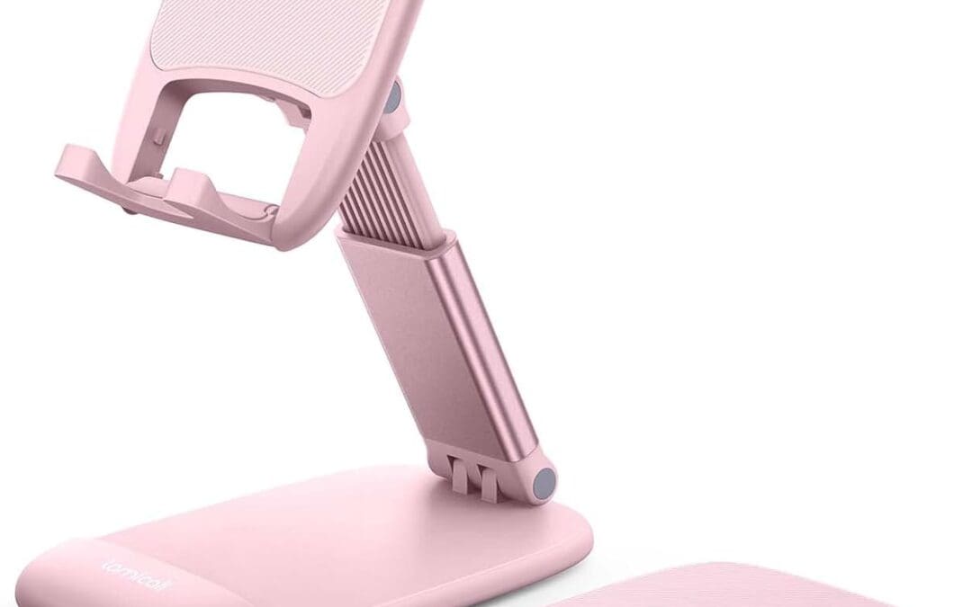 Lamicall Pink Phone Holder, Desk Accessories – Rose Gold Pink Office Cell Phone Holder, Desktop, Office Desks Accessories, Desk Decor for Women, for iPhone, 4-8” Phone