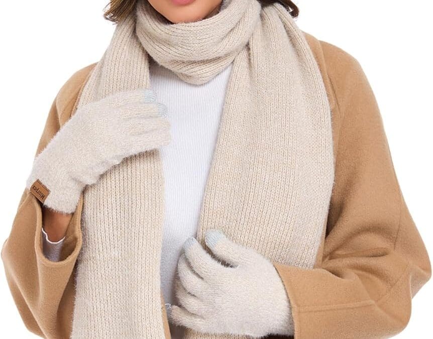 Womens Beanie Hat Scarf Gloves Set Gifts for Women Men